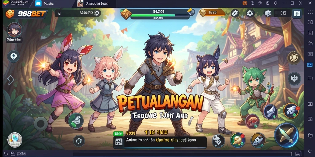 Screenshot gameplay 988BET menampilkan karakter anime yang beraksi dalam pertarungan epik.