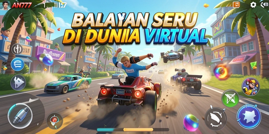 Screenshot gameplay AN777 menampilkan aksi balap mendebarkan di trek.