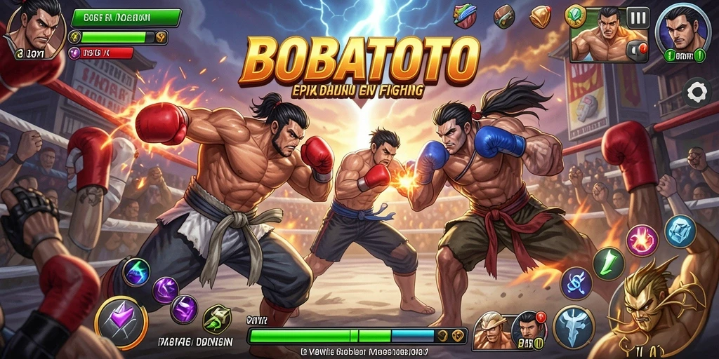 Tampilan aksion pertarungan mendebarkan dalam BOBATOTO.