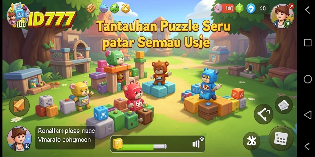 Screenshot gameplay ID777 menunjukkan keasyikan menyelesaikan puzzle.