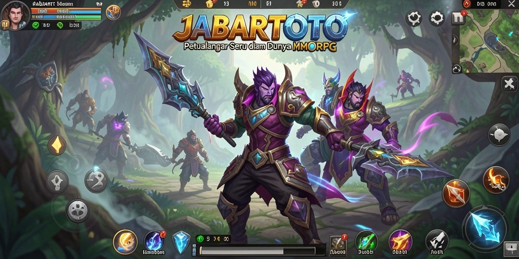 Screenshot gameplay JABARTOTO menampilkan pertarungan epik di dunia fantasi.