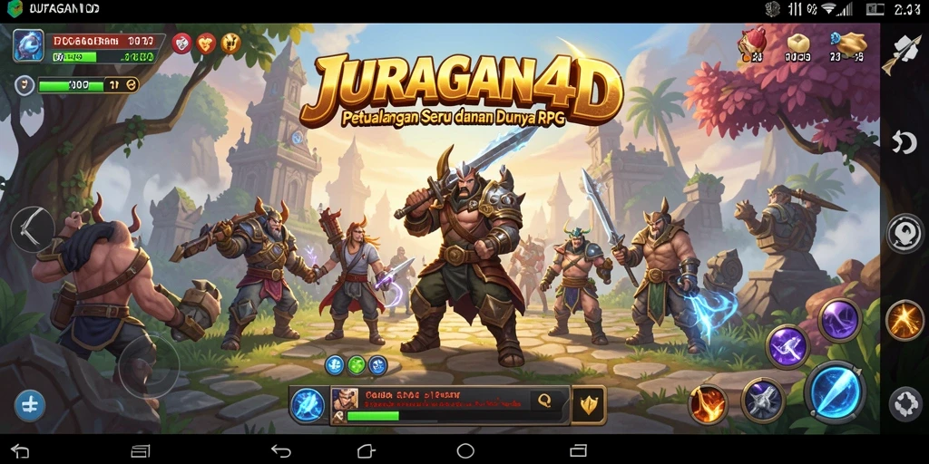 Screenshot menunjukkan karakter bertarung di medan perang dunia fantasi.