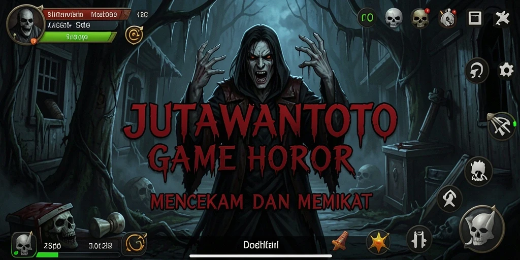 Tampilan gameplay <strong>JUTAWANTOTO</strong> yang menegangkan dengan suasana horor.