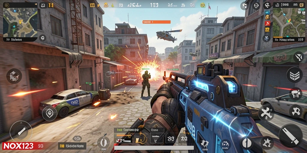 Tampilan gameplay NOX123 dengan pertempuran yang seru dan grafis luar biasa.