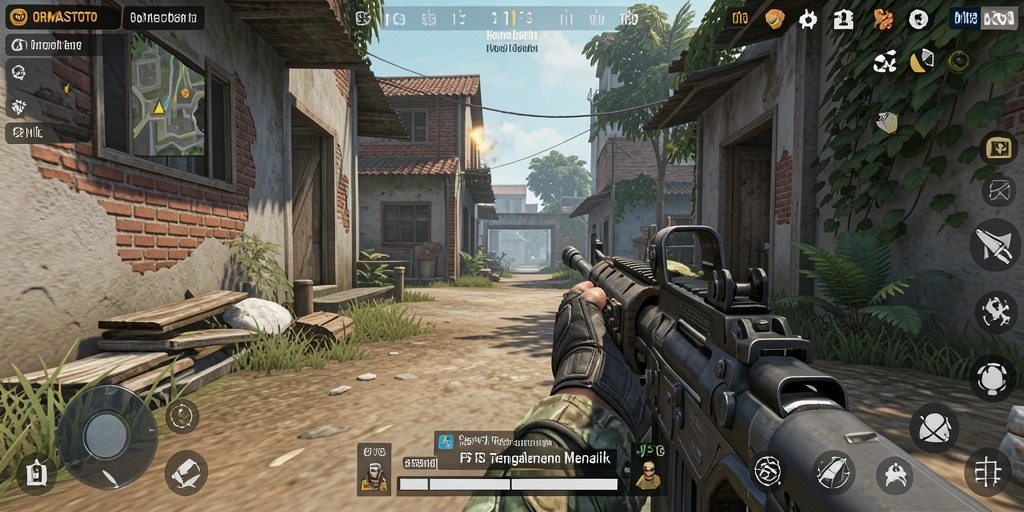 Tampilan gameplay seru dalam ORMASTOTO dengan aksi tembak-menembak yang intens.