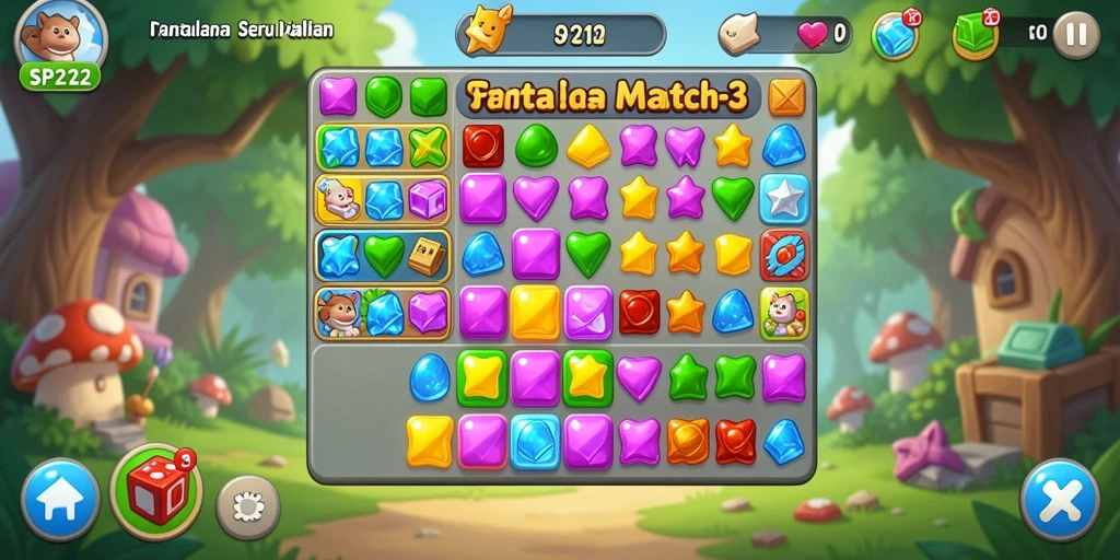 Tampilan gameplay menarik dari SP212 dengan kombinasi warna cerah.
