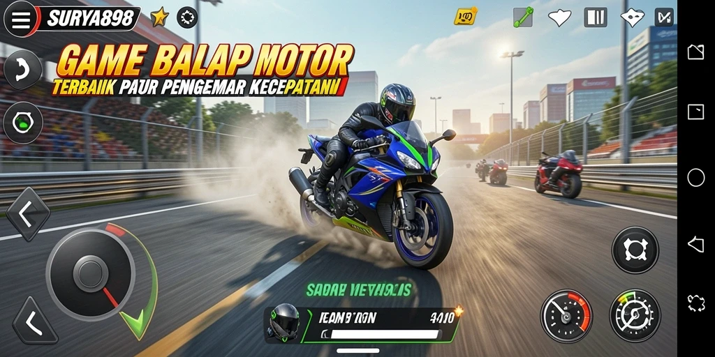 Tampilan menegangkan dari balapan motor di SURYA898.