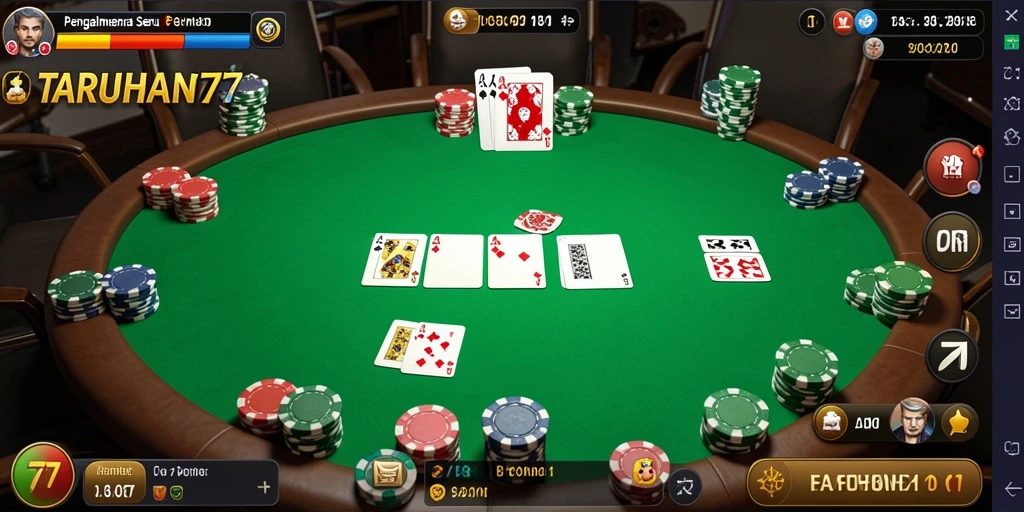 Screenshot TARUHAN77 menampilkan suasana permainan Poker yang seru.